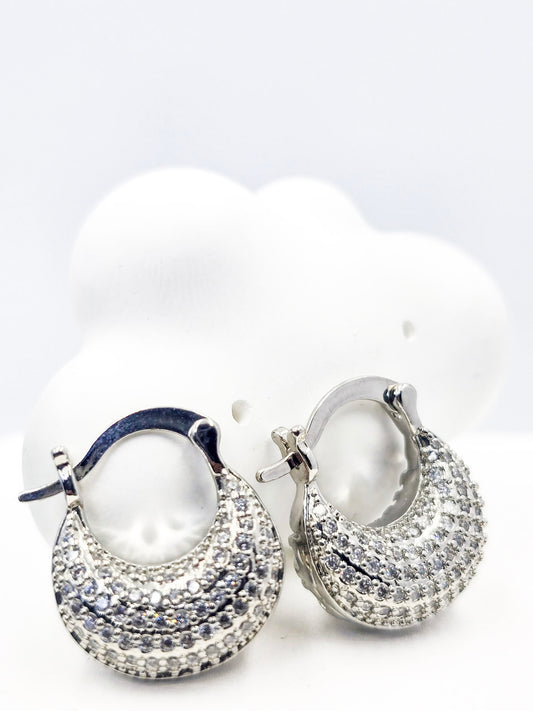 Arete Candonga Plateado Con Circones ACPC4