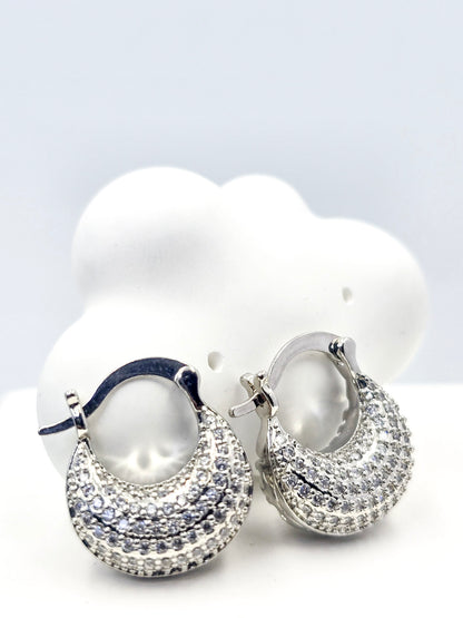 Arete Candonga Plateado Con Circones ACPC4