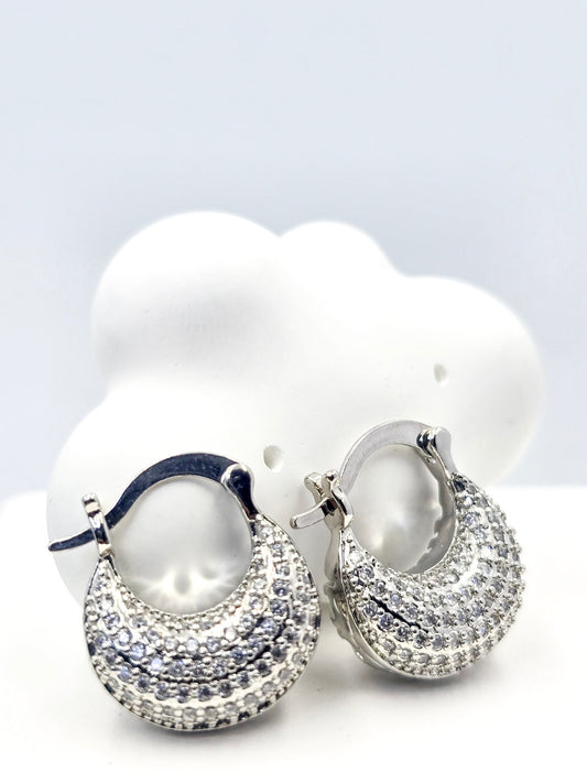 Arete Candonga Plateado Con Circones ACPC4