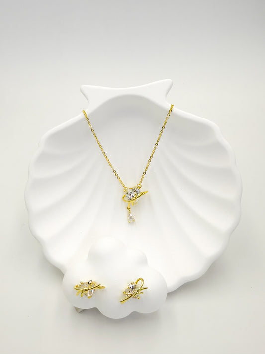 Collar Dorado con Aretes CDA5