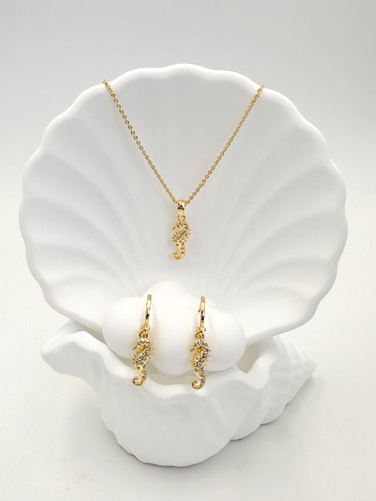 Collar Dorado con Aretes CDA8