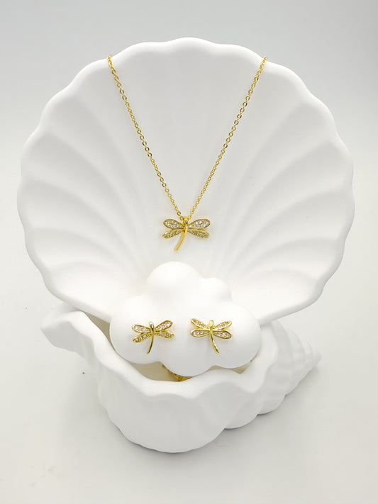 Collar Dorado con Aretes CDA9