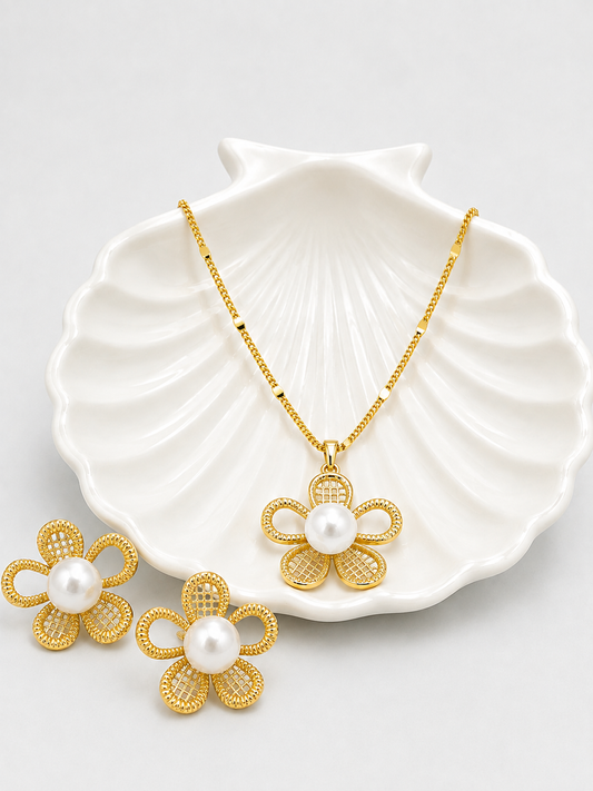 Collar Dorado Con Aretes CDA 9