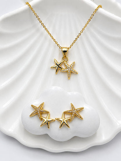 Collar Dorado Con Aretes 10