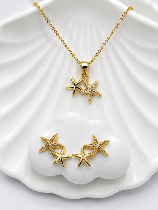 Collar Dorado Con Aretes 10