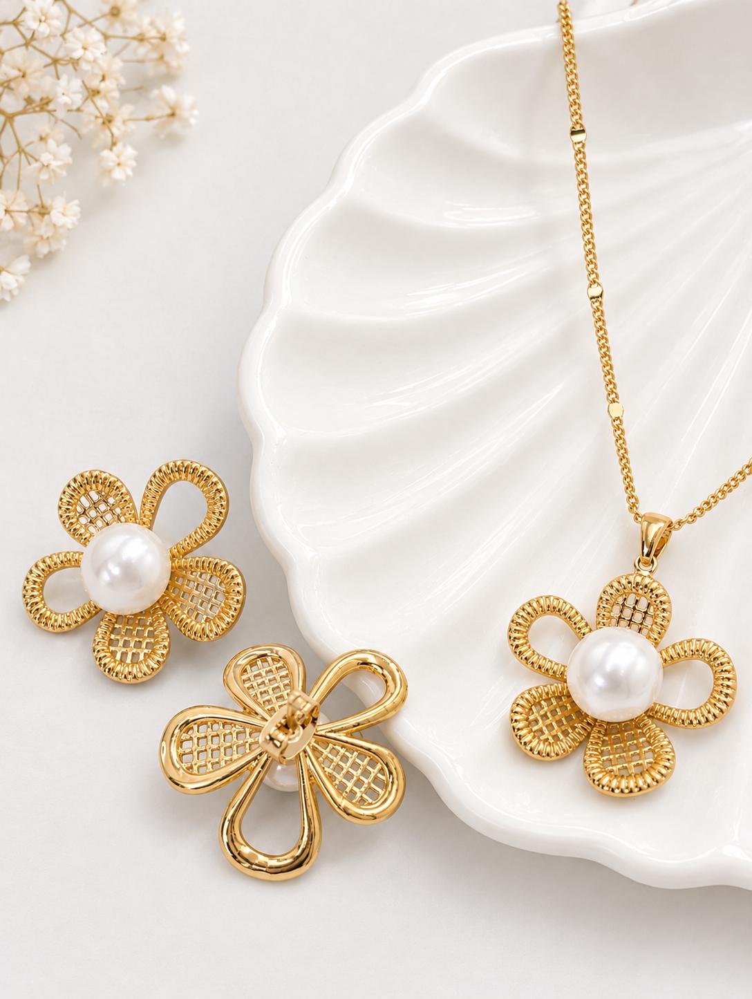 Collar Dorado Con Aretes CDA 9