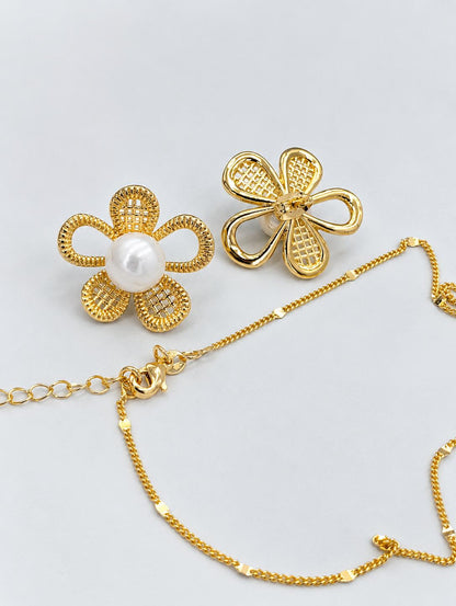 Collar Dorado Con Aretes CDA 9