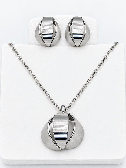 Collar Plateado Con Aretes CPA1
