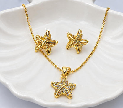 Collar Dorado Con Aretes CDA11